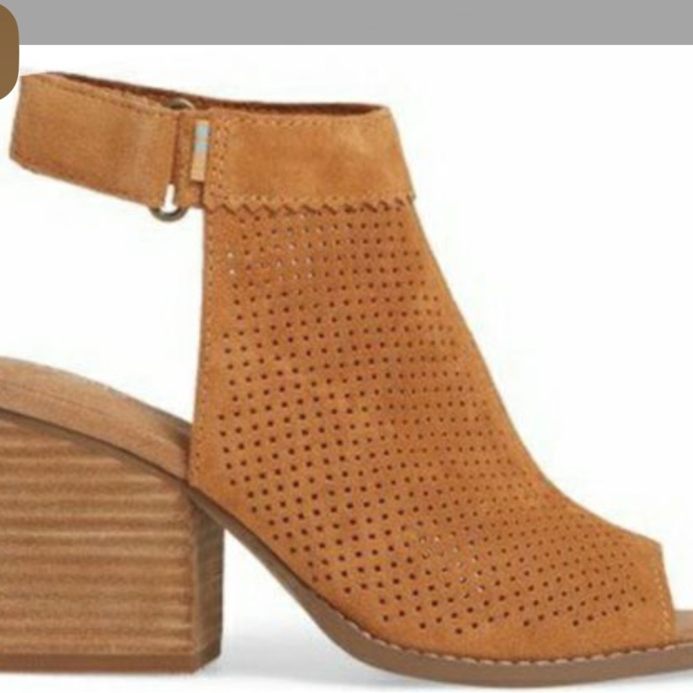 TOMS Carmel Brown Perforated Heeled Boots - Picture 5 of 5